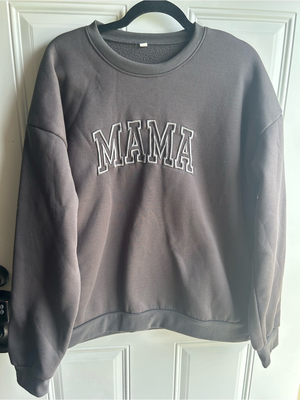 Mama Embroidered Crewneck Sweatshirt - Charcoal Gray